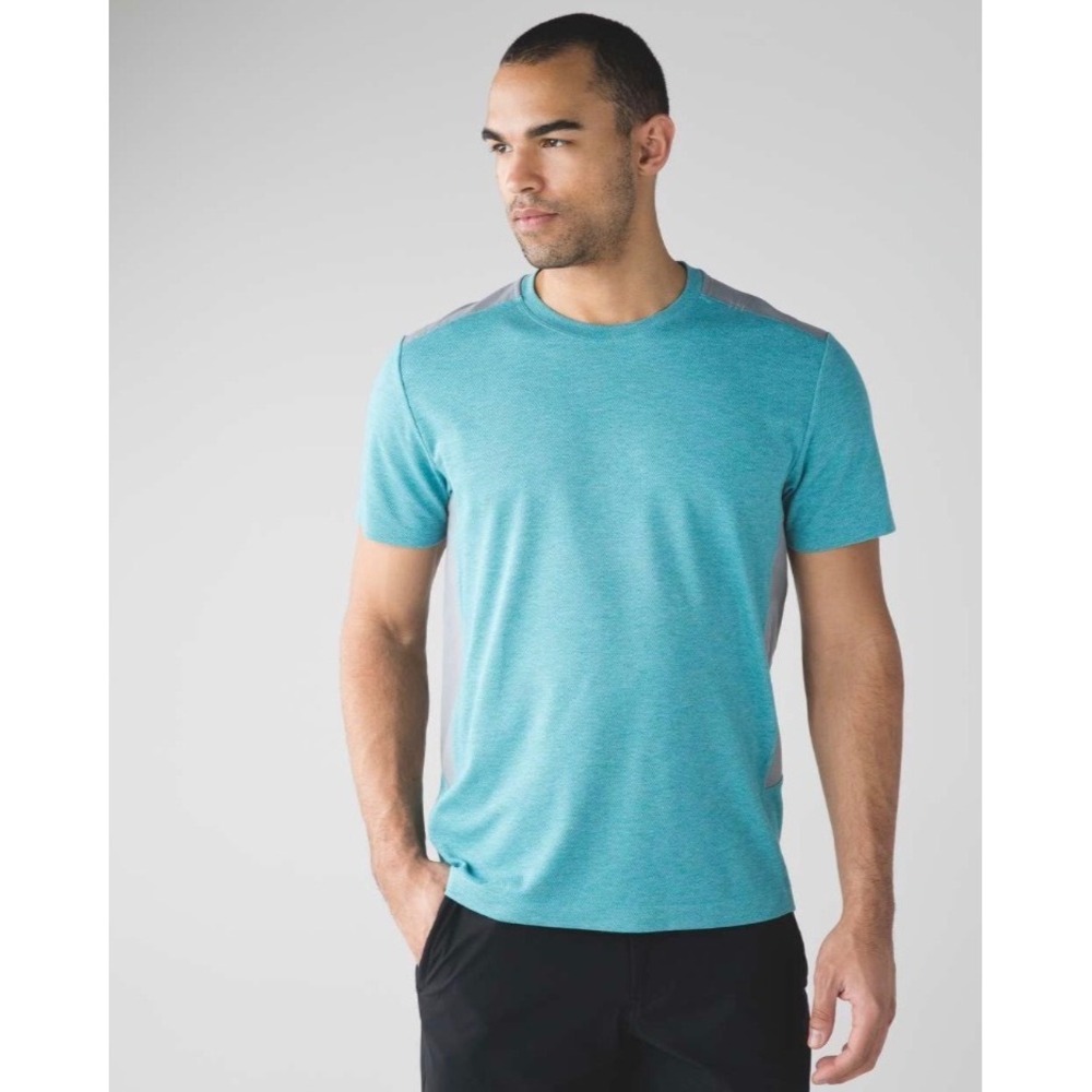 Lululemon Peninsula SS Short Sleeve Shirt XXL Teal Grey LM3E70S NWT